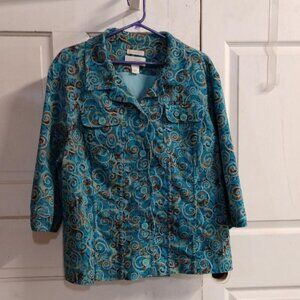C.J. Banks Swirl Blue/Brown Jack - 3/4 Sleeve - Size 2X
